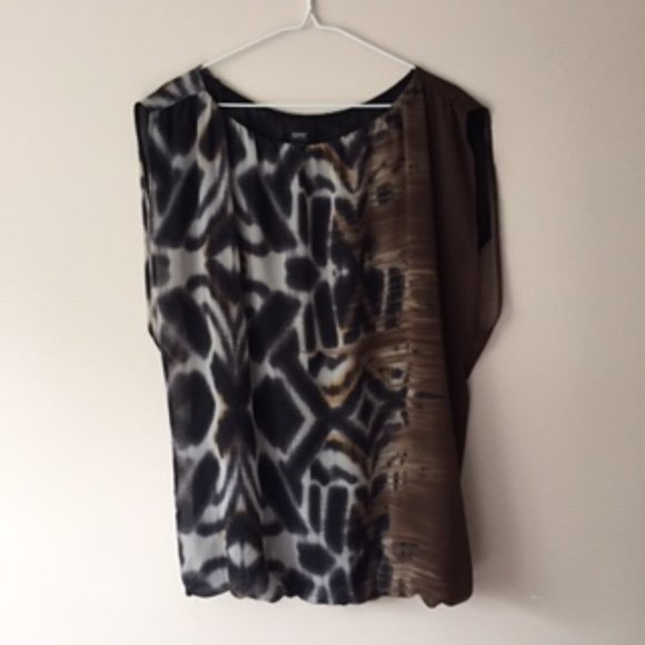 ESPRIT COLLECTION BLOUSE.  SIZE S.  COLOR: BROW, BLACK & BEIGE - Picture 1 of 3